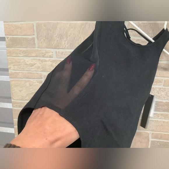 Madden NEW -  Sz S - Criss cross back - mesh transparent sides black Bodysuit - Picture 4 of 12